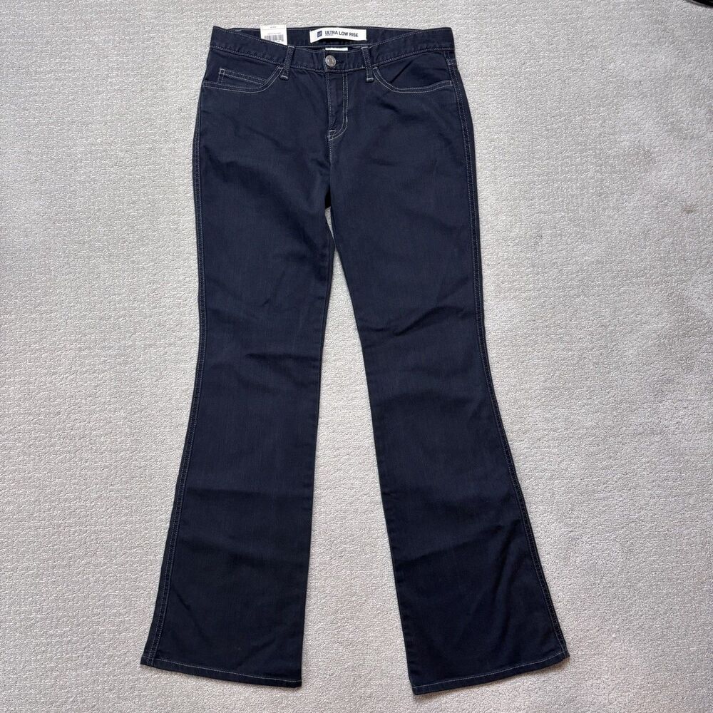 New VTG Gap Ultra Low Rise Flare Black Jeans Women's 8 Y2K 2000s Deadstock Indie